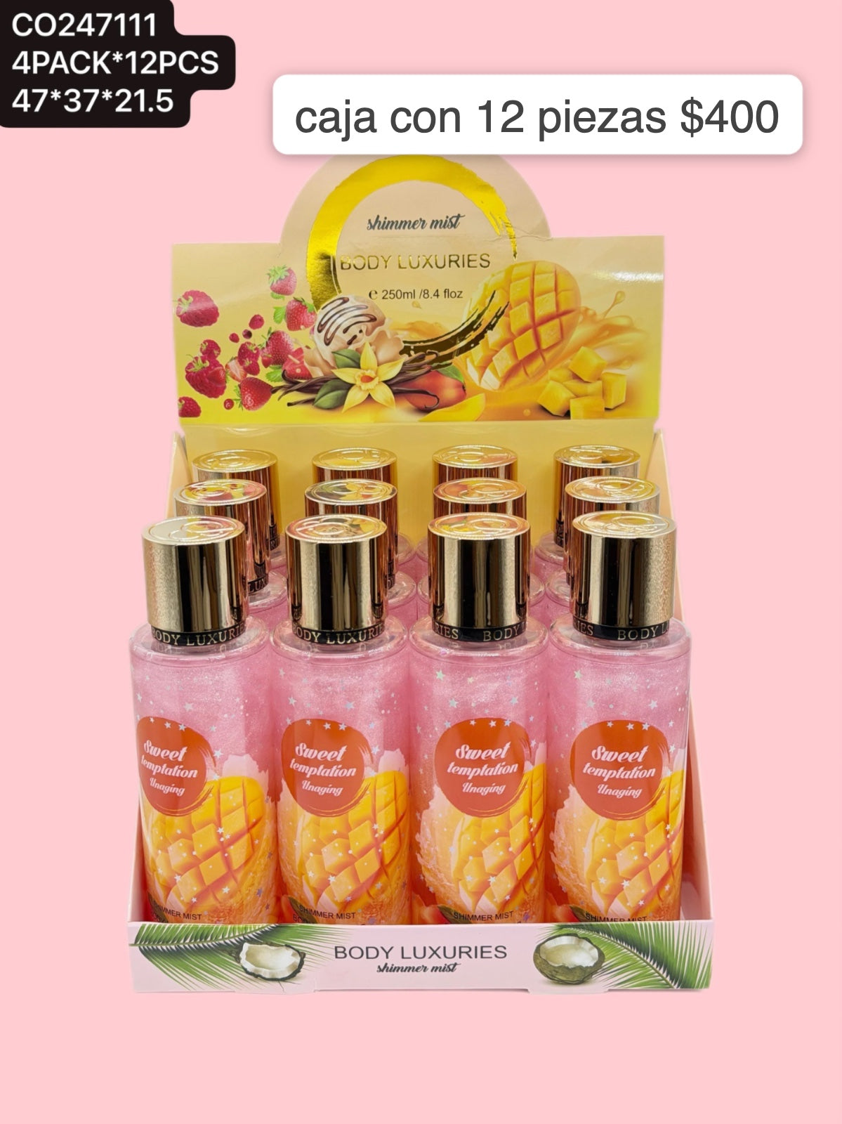 body con brillos, caja con 12 piezas, codigo co247111