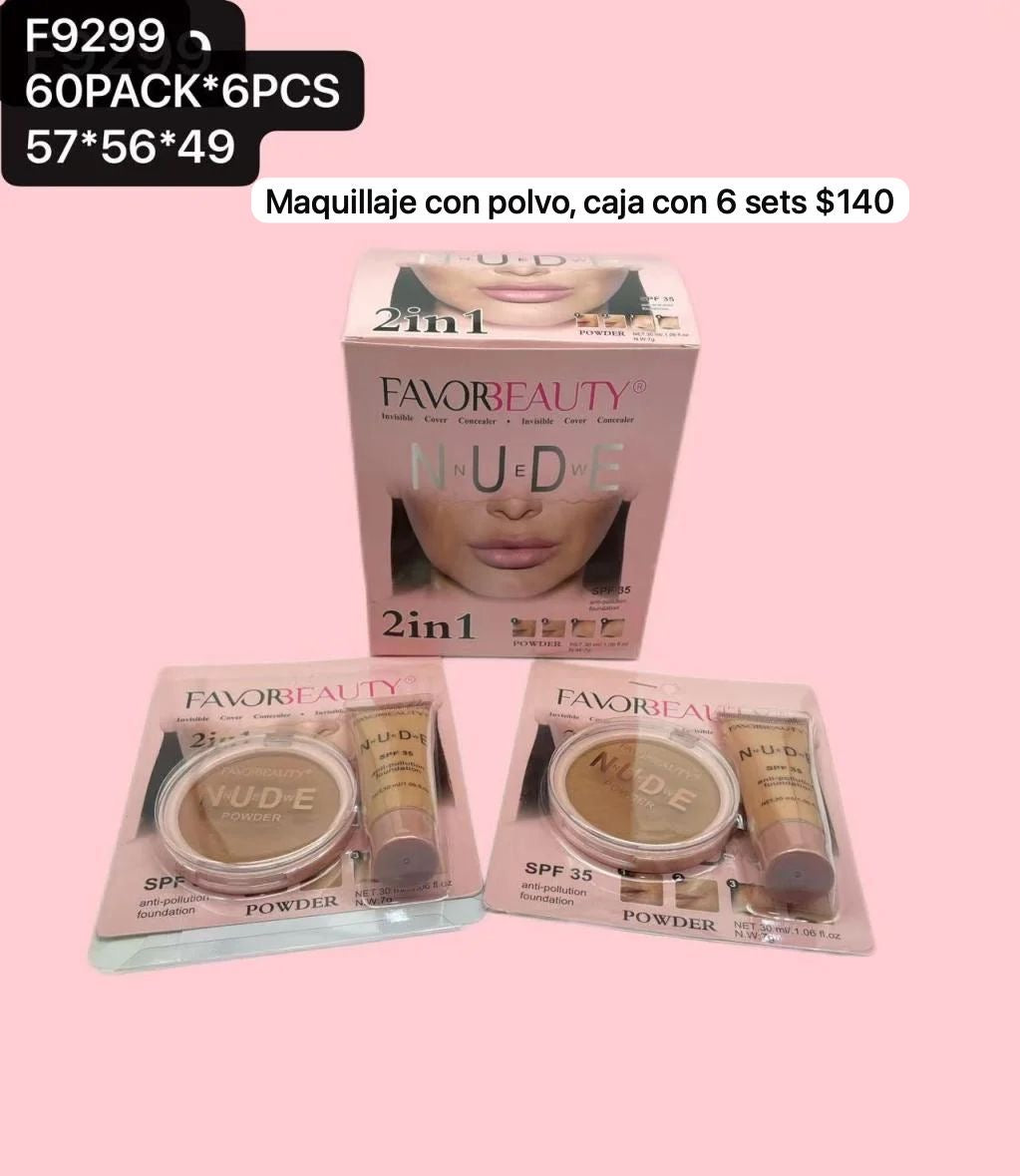 set de maquillaje con polvo, caja con 6 sets, codigo f9299