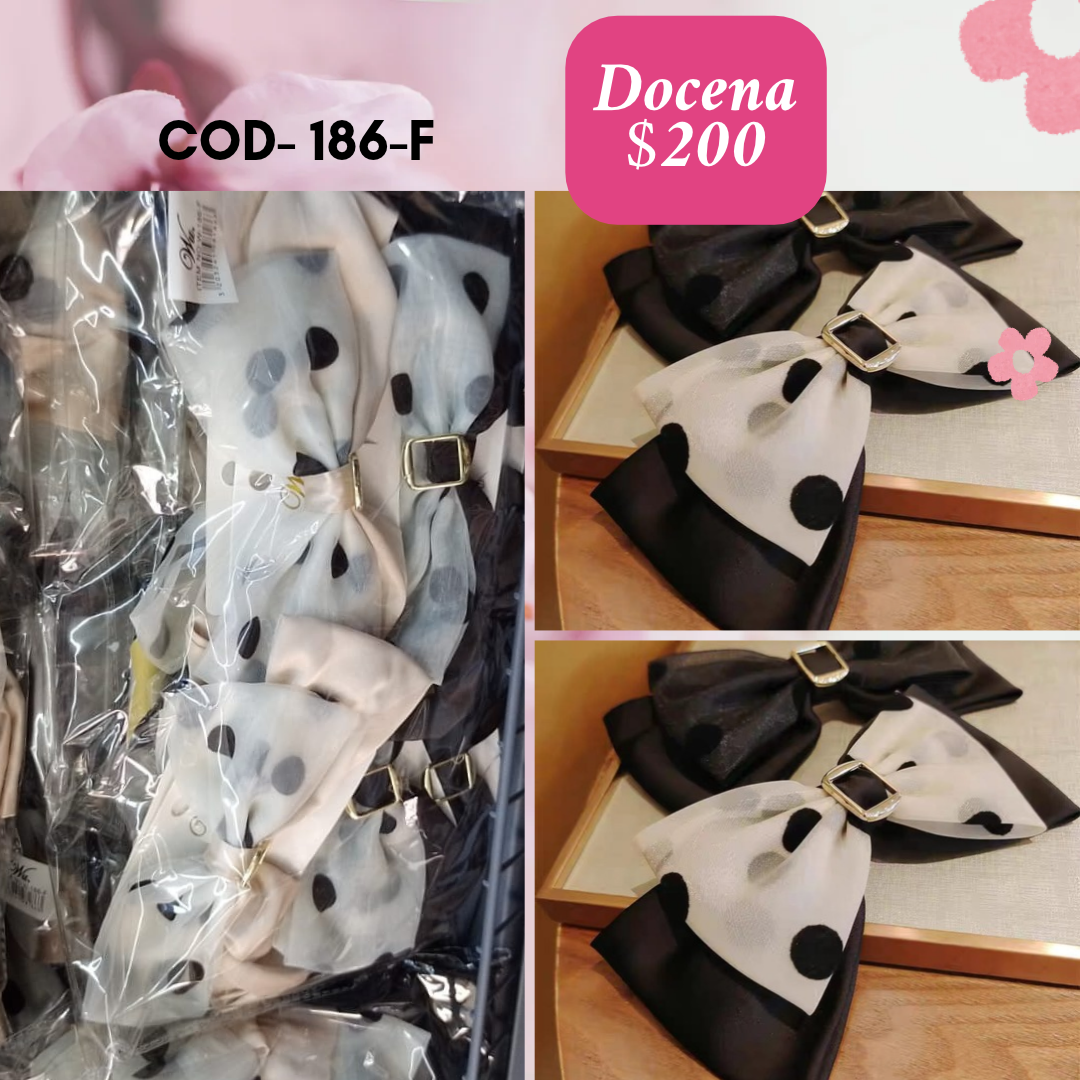 Moño con puntos y cuadro enmedio, docena, codigo 186-f