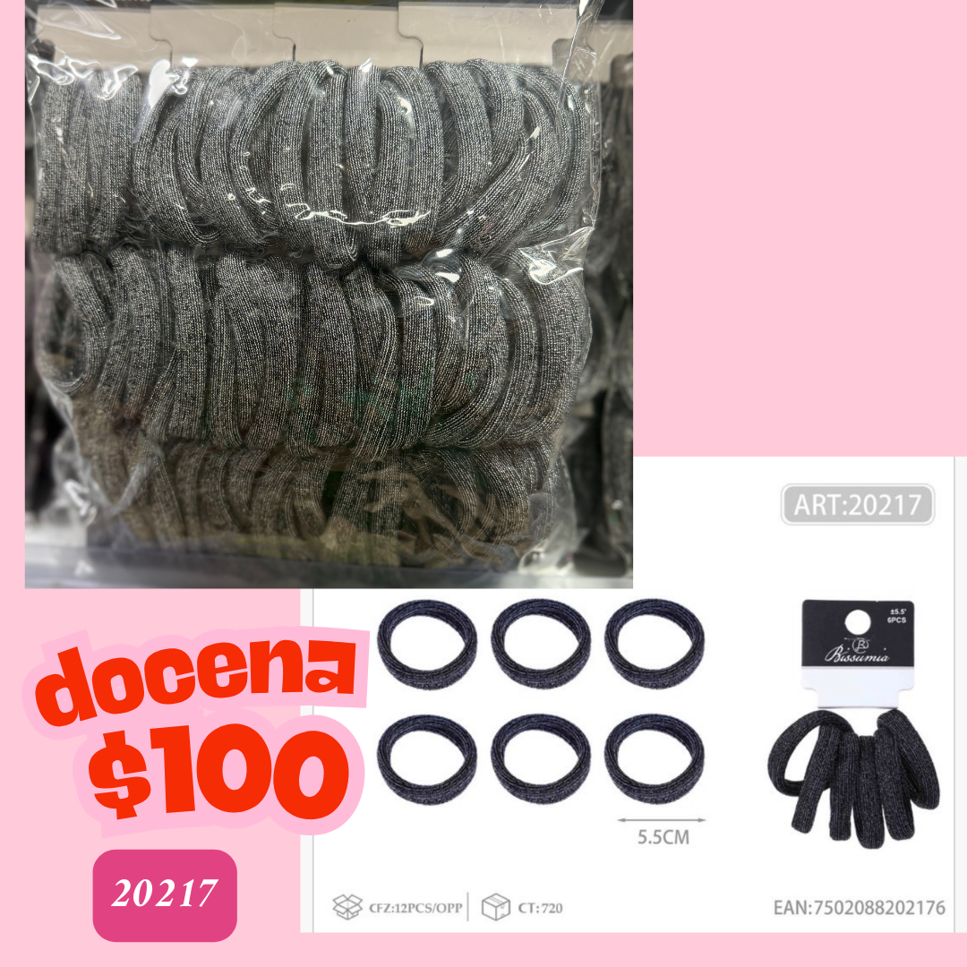 liga en tonos negros brillosos, en set, 12 sets, codigo 20217