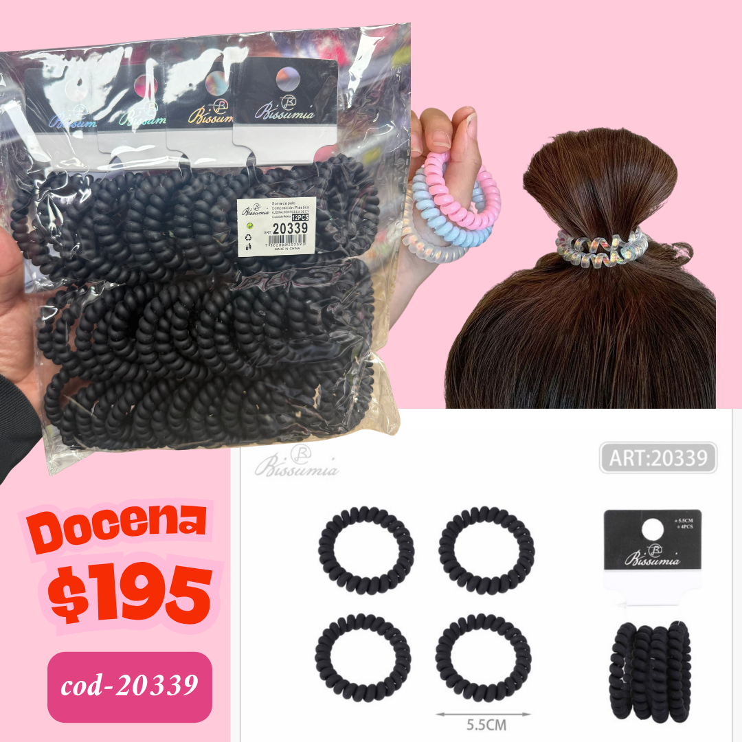 liga telefono negra en set, 12 sets, codigo 20339