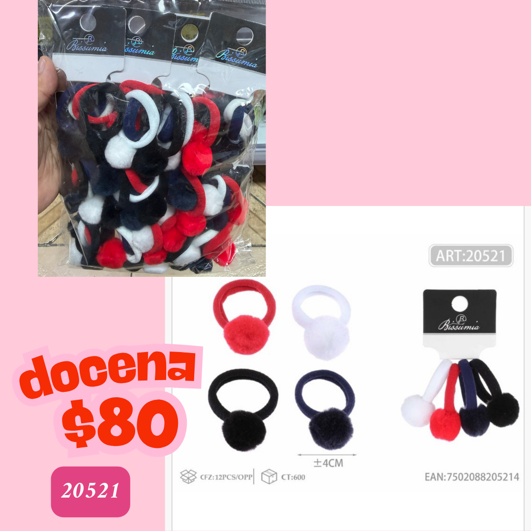 liga escolar con pompon, 12 sets, codigo 20521