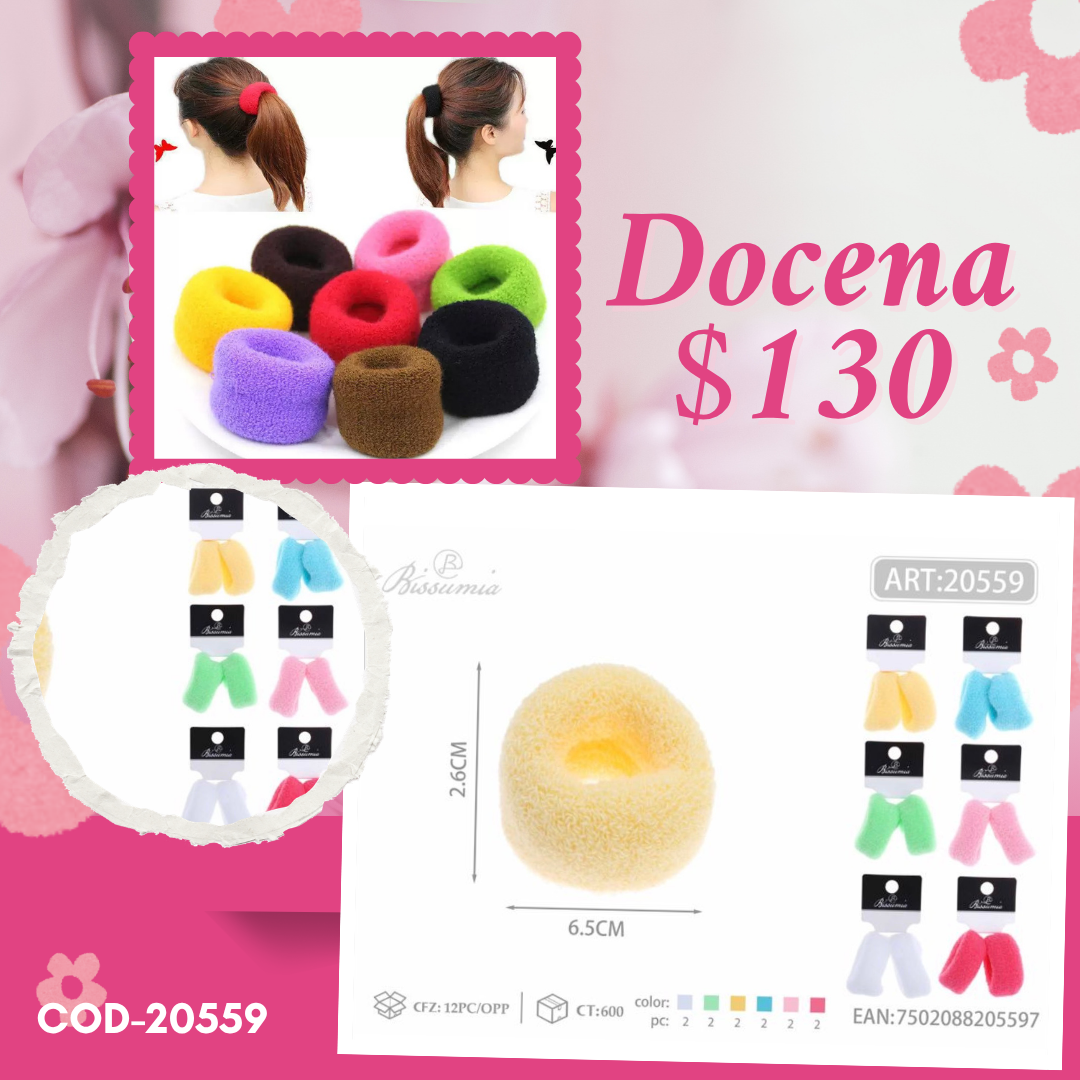 liga grusa de colores en pares, docena, codigo 20559