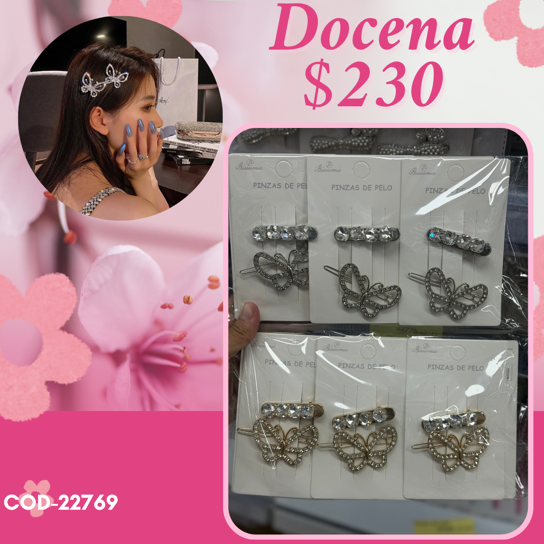 cucas de mariposa con pasador de piedras, en set, 12 sets, codigo 22769