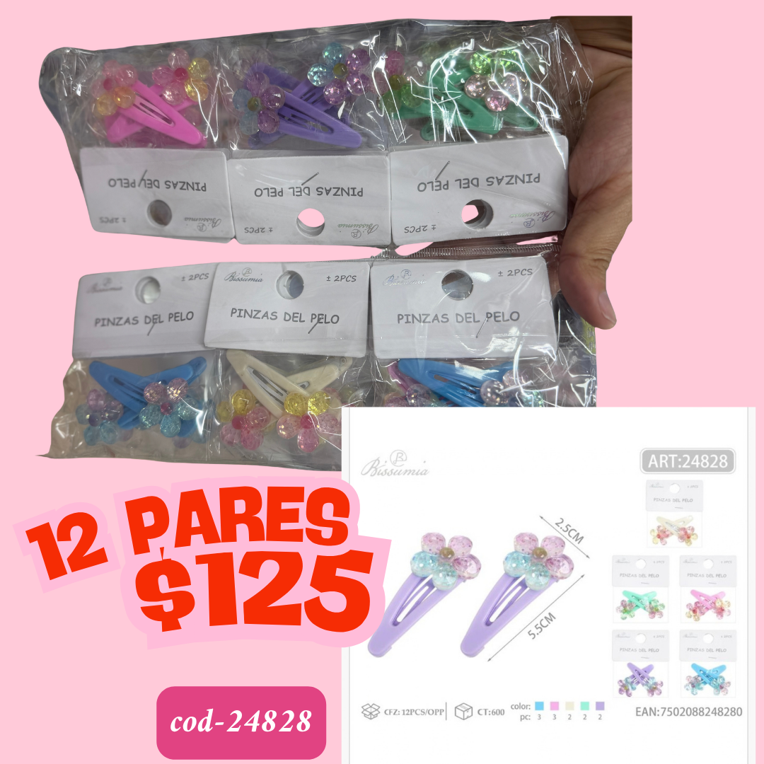 cucas de flor en pares, 12 pares, codigo 24828