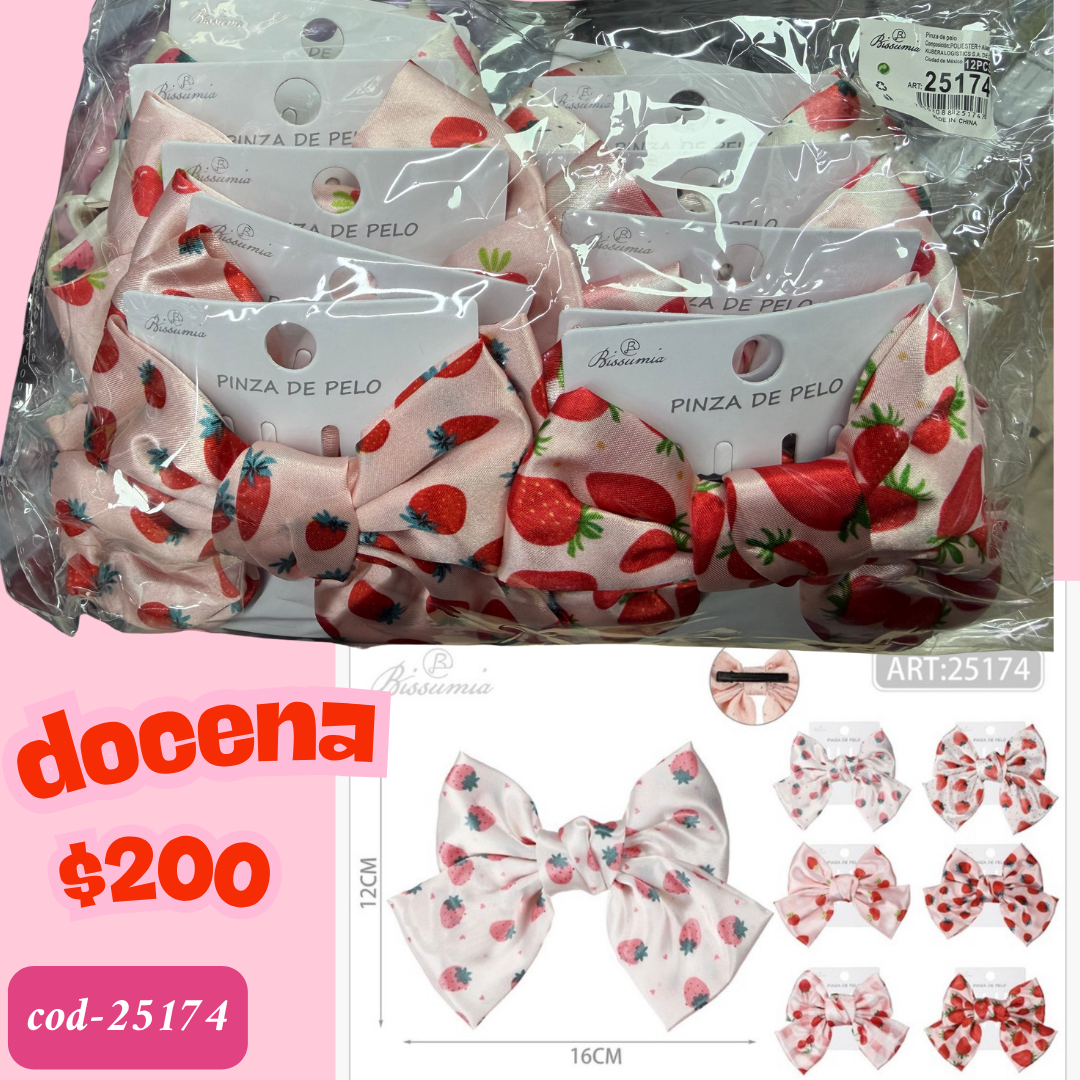 moño de fresas, docena, codigo 25174