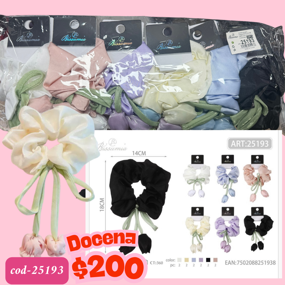 Scrunchie de tulipan, docena, código 25193
