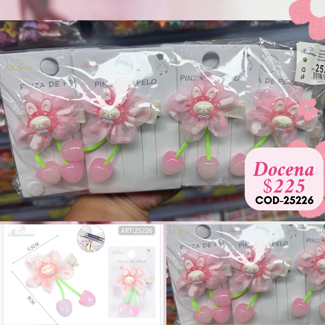 moño con carita y cereza colgando, docena, codigo 25226