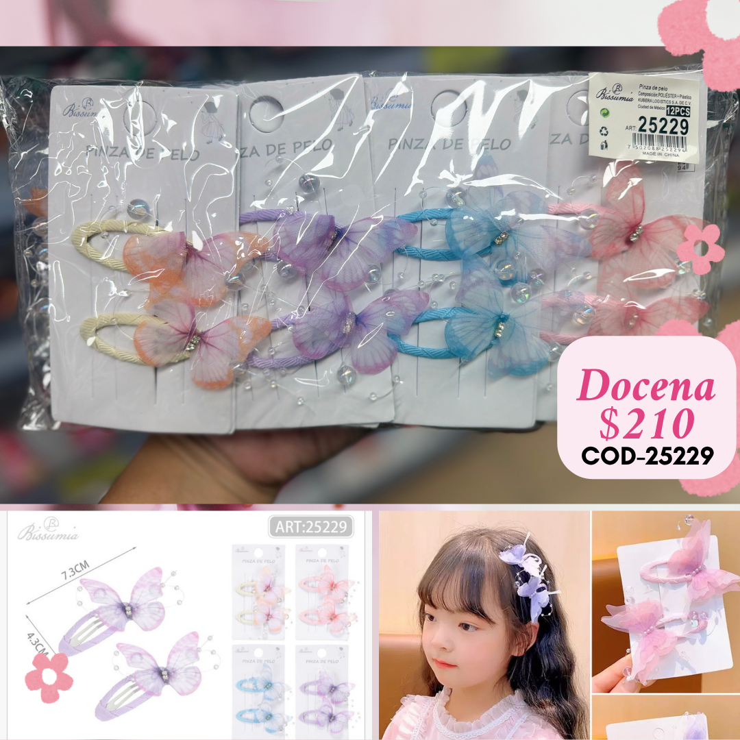 cucas en par de mariposas, docena, codigo 25229