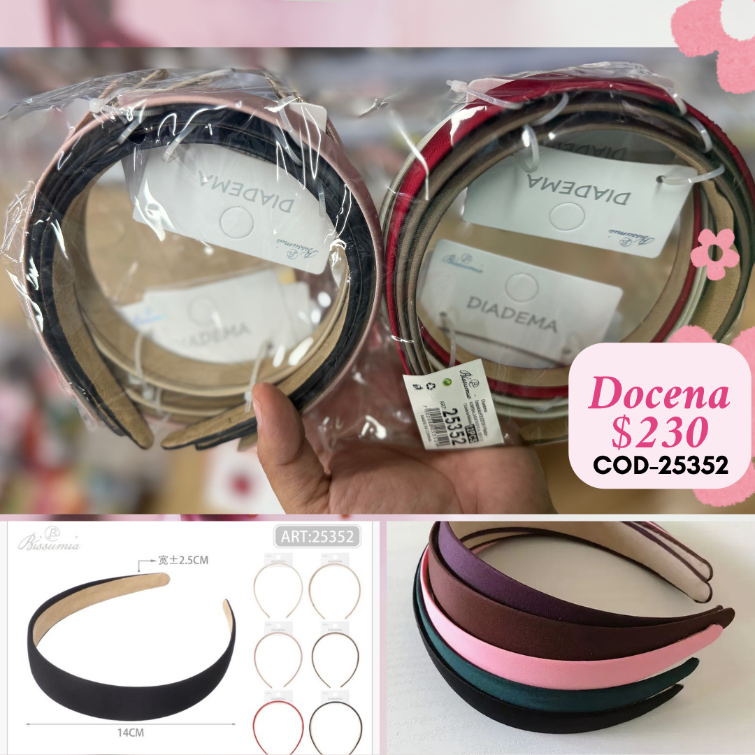 diadema lisa, docena, codigo 25352