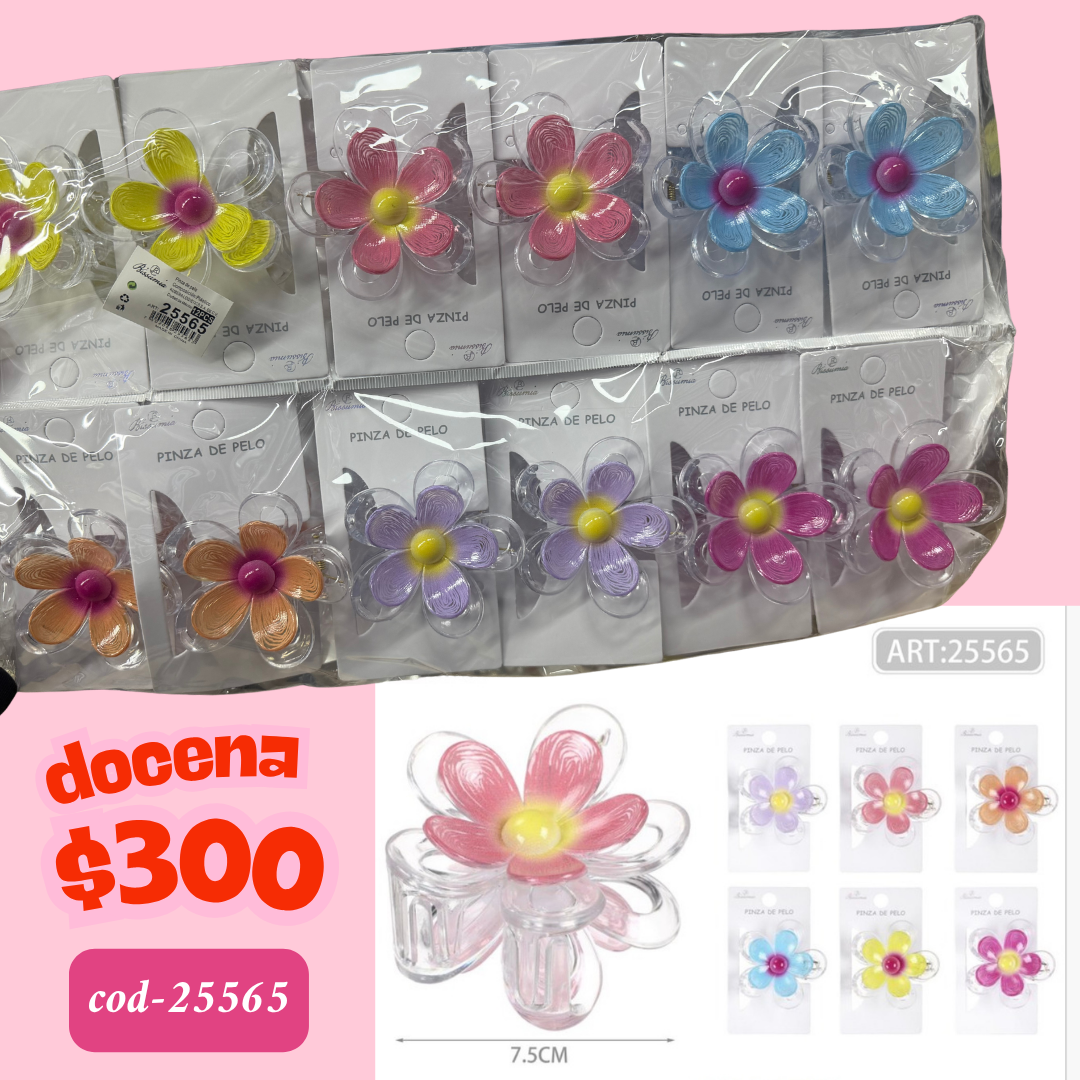 pinza flor con centro, docena, codigo 25565