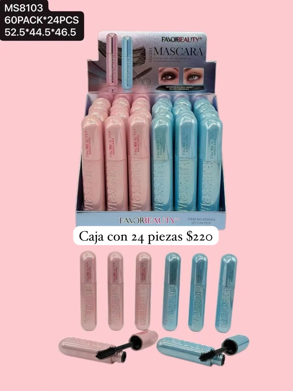 Mascara de pestañas, caja con 24 piezas , código MS8103