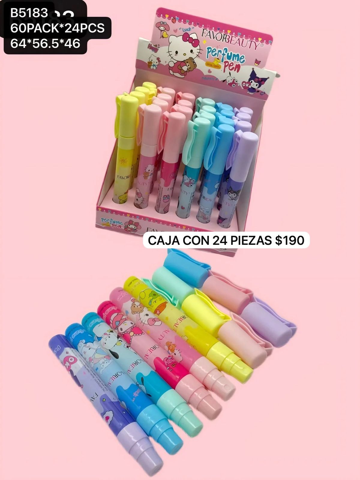 caja con 24 perfumes kitty, codigo b5183