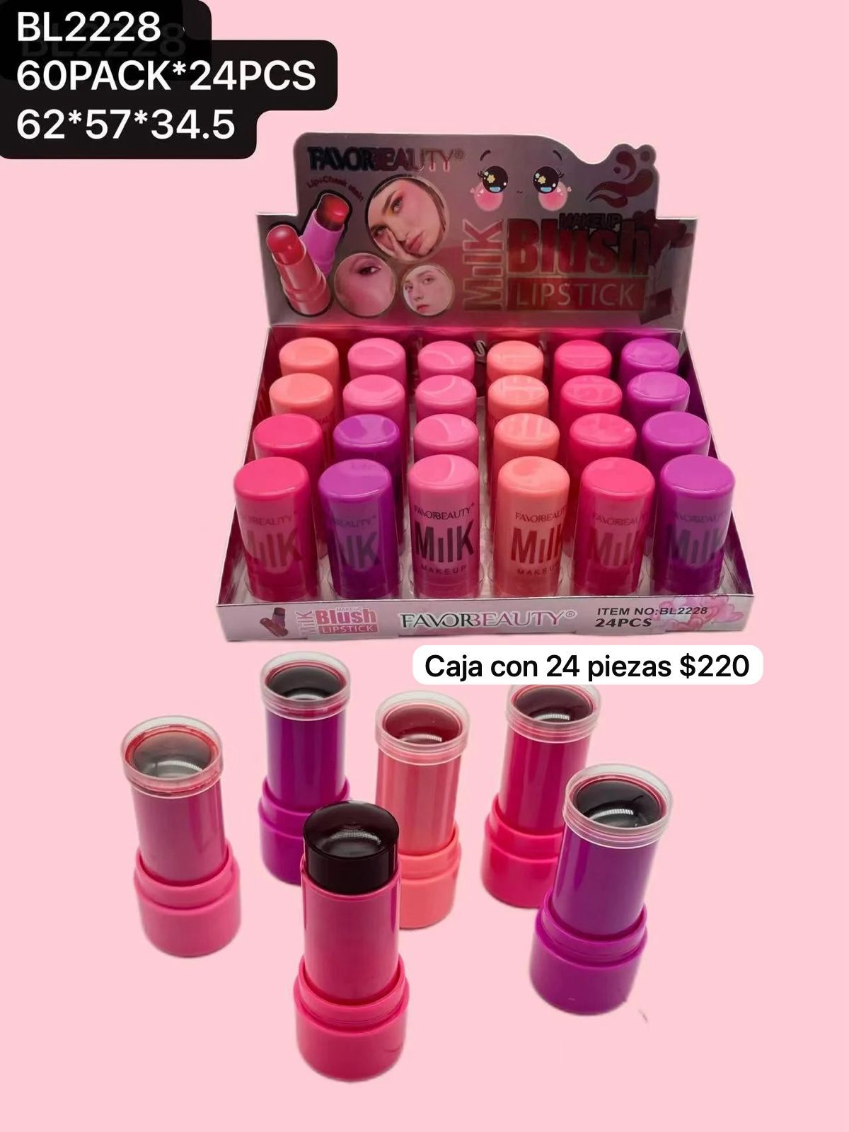 caja con 24 rubores en gel, codigo bl2228