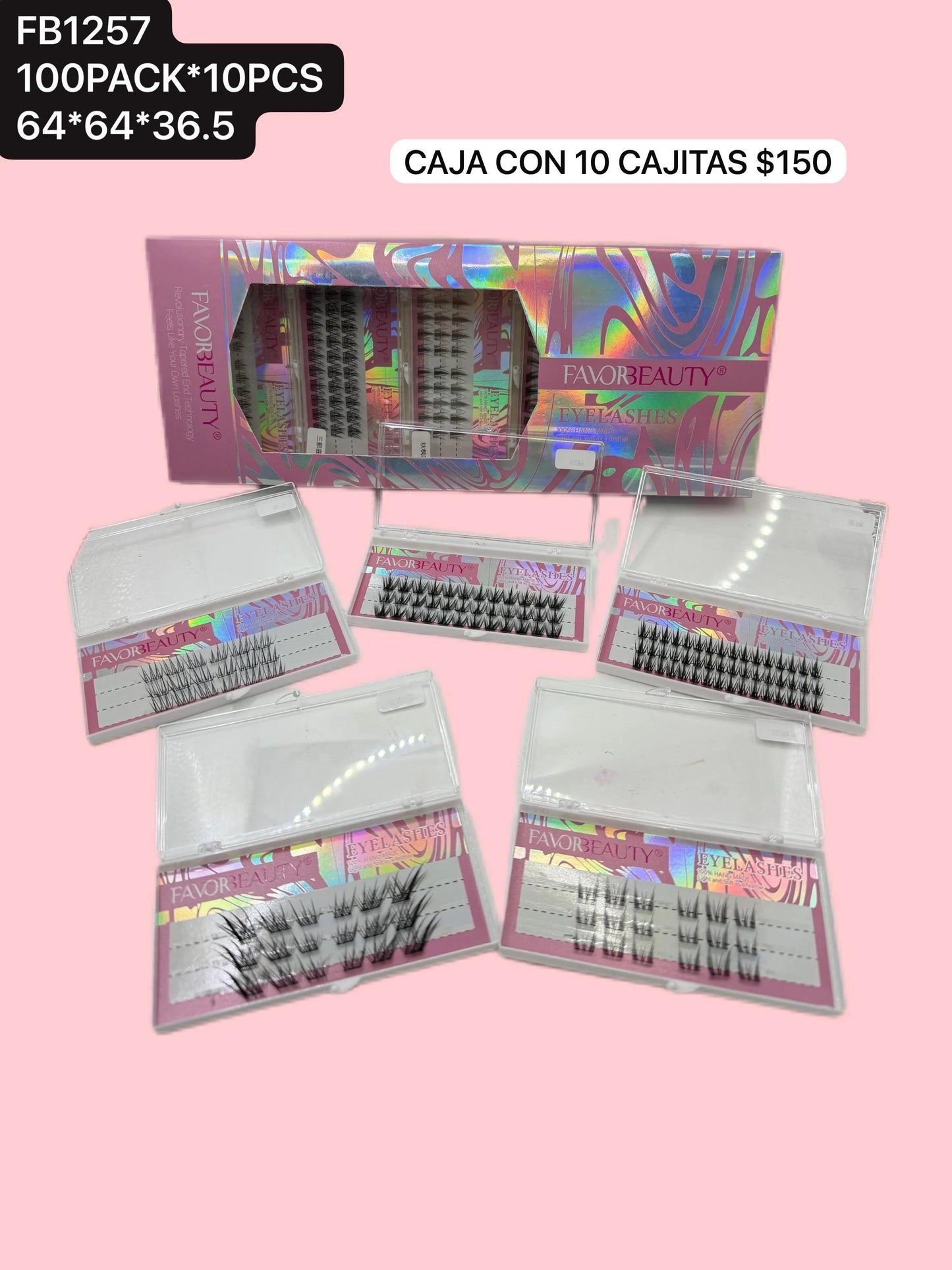 Pestañas de uno en uno, set de 10, codigo FB1257