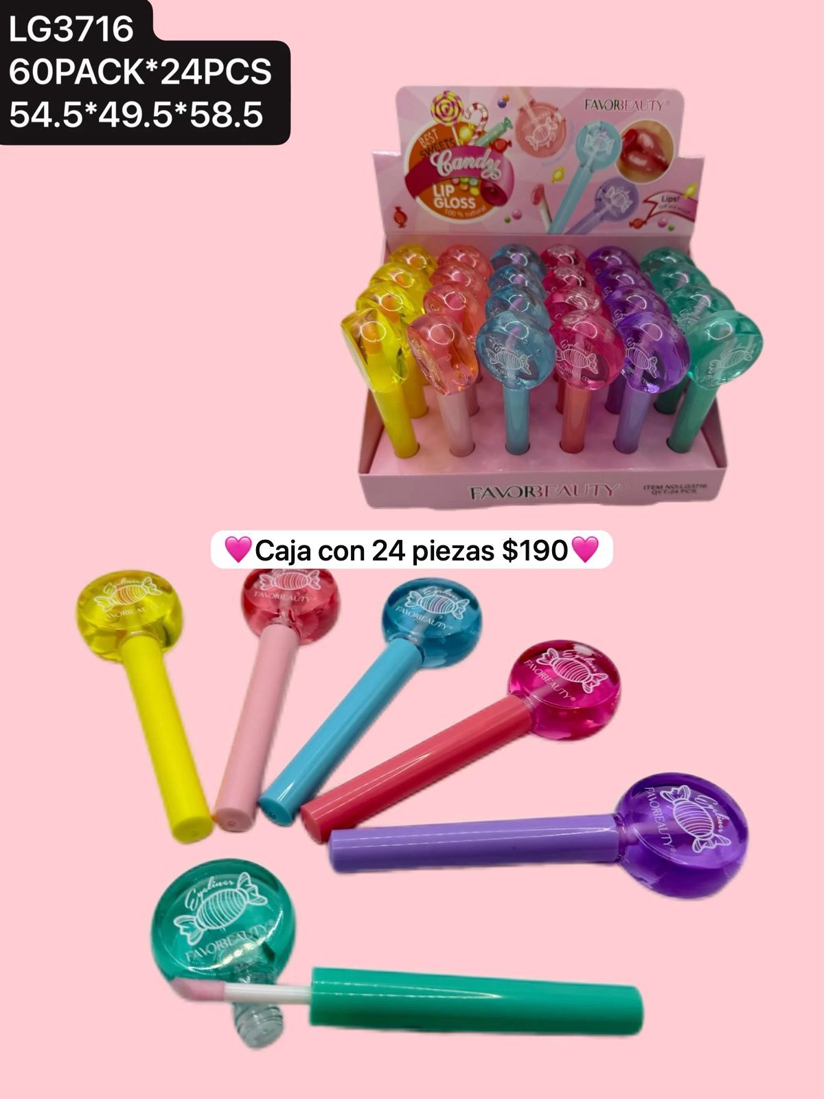 caja de 24 gloss de dulce, codigo lg3716