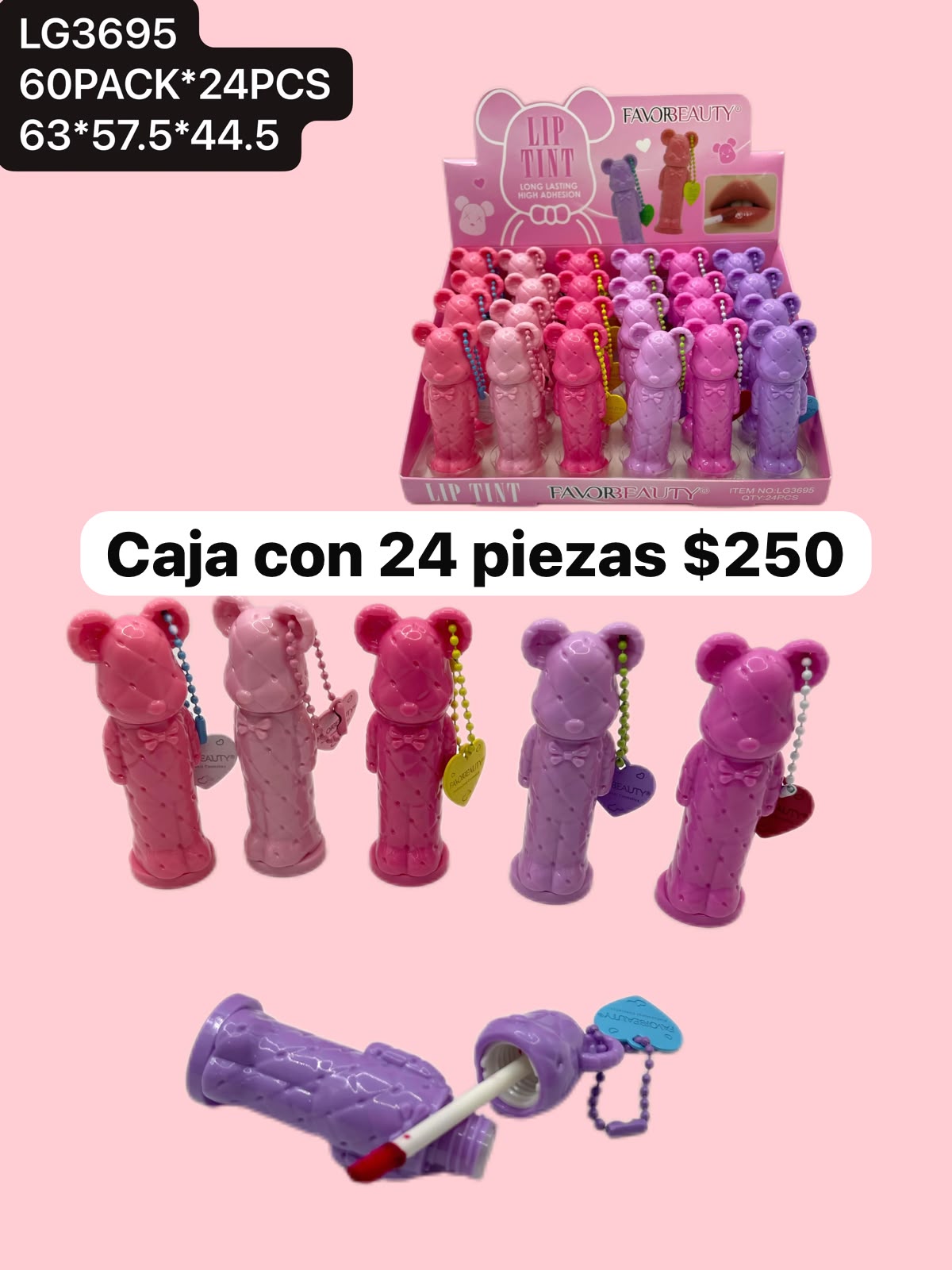 gloss de color de osos, caja con 24 piezas, codigo LG3695
