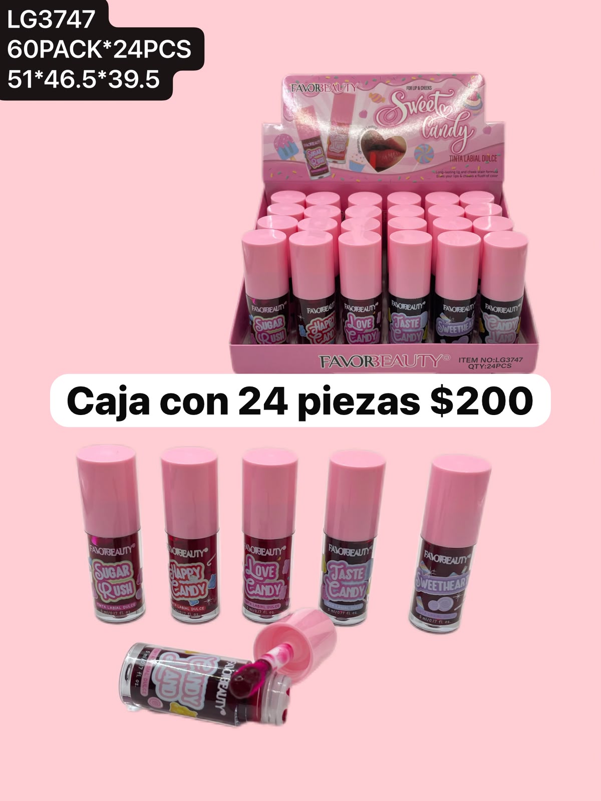 Tintas en botella rosa, caja con 24 piezas, codigo LG3747