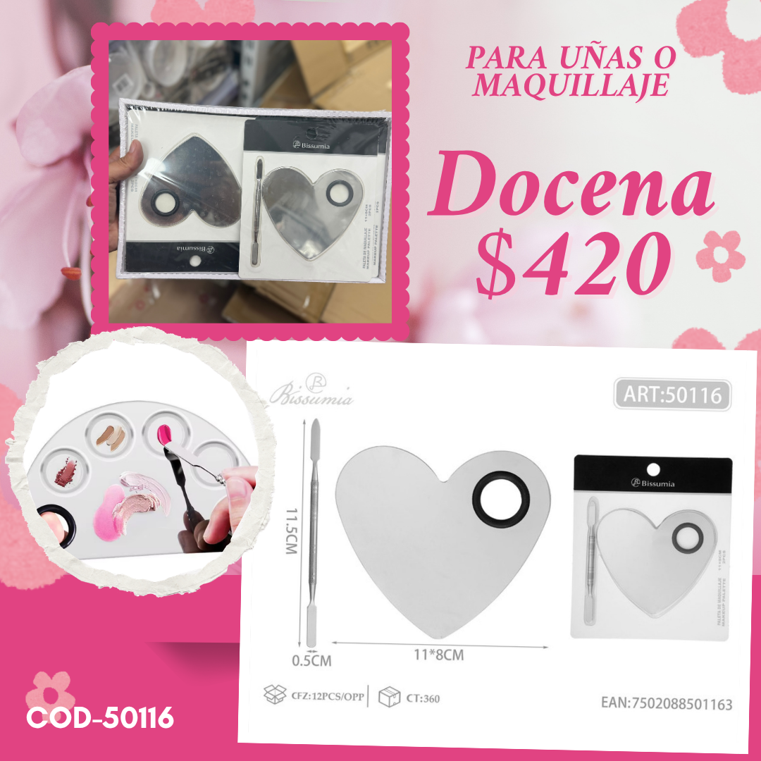 paleta para cosmeticos o esmaltes, docena, codigo 50116