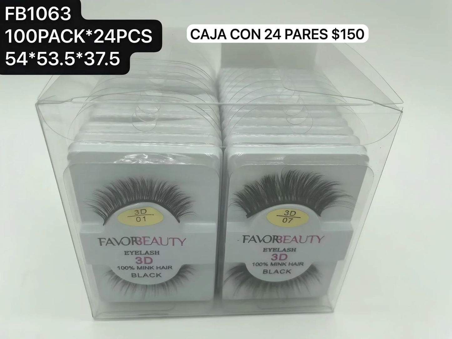 Pestaña 3d, caja con 24, codigo FB1063
