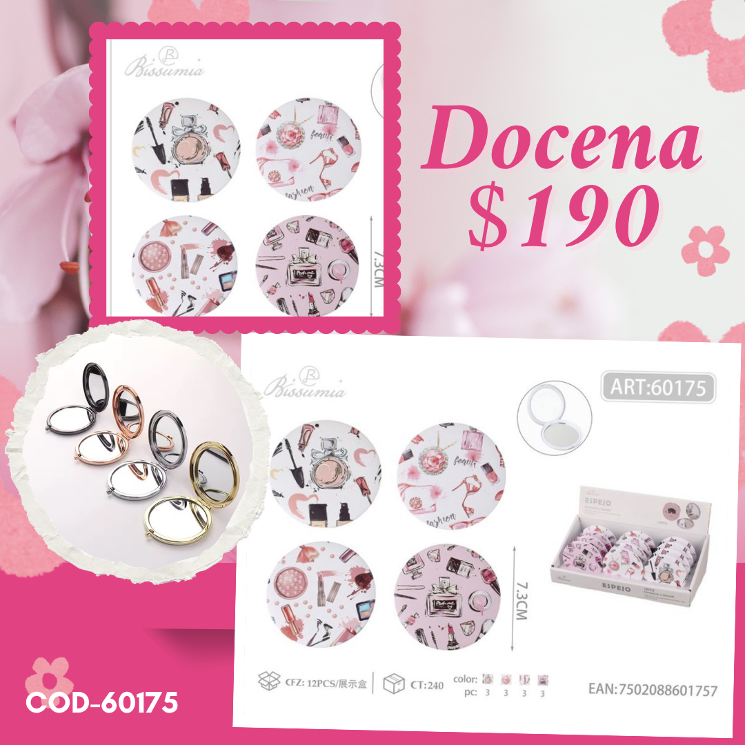 espejos de bolsillo de decoracion de perfumes, docena, codigo 60175