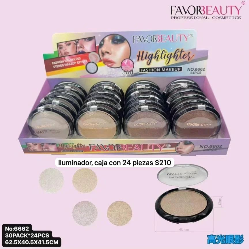 iluminador en polvo, caja con 24 piezas, codigo fb6662