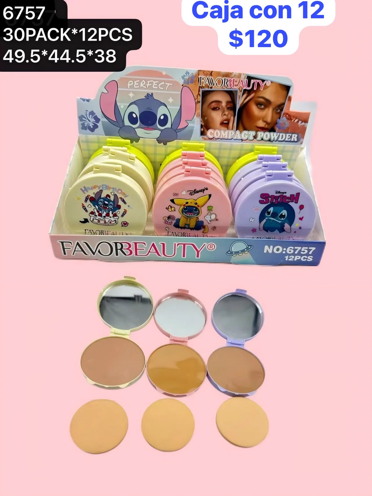 caja con 12 polvos compactos, codigo 6757