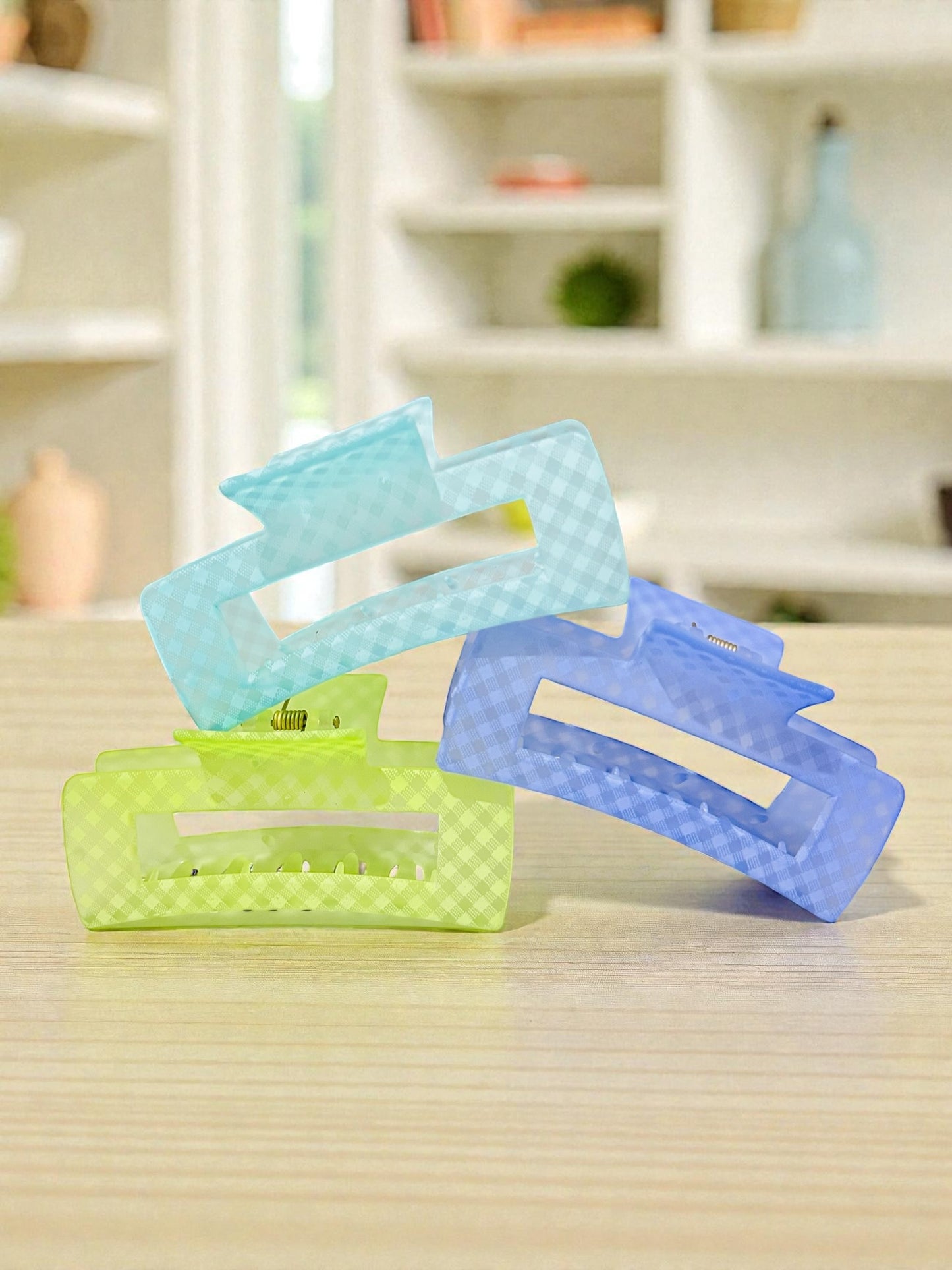 Pinza rectangulo de cuadros colores fuertes, codigo JH-11113