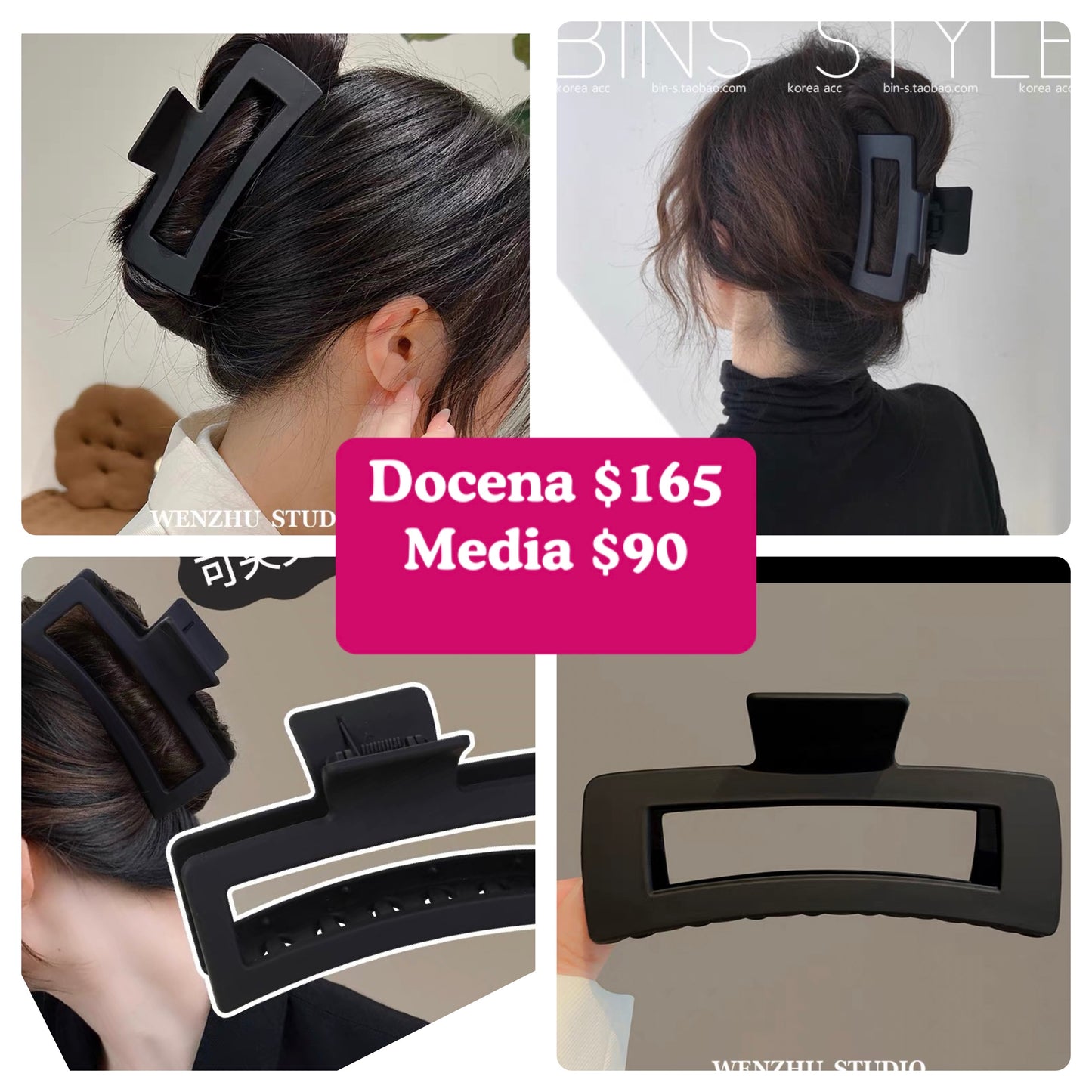 Pinza rectángulo negra, código A301BIS