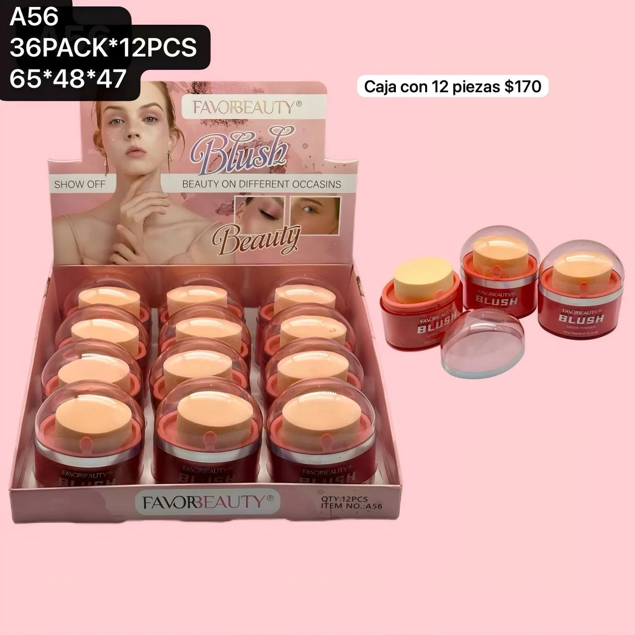 rubores iluminadores, caja con 12 piezas, codigo A56