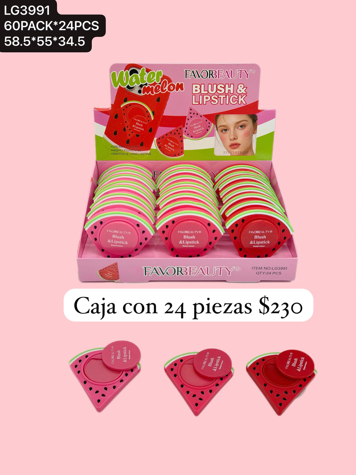 Balsamo para celular de sandia, caja con 24 piezas, codigo LG3991