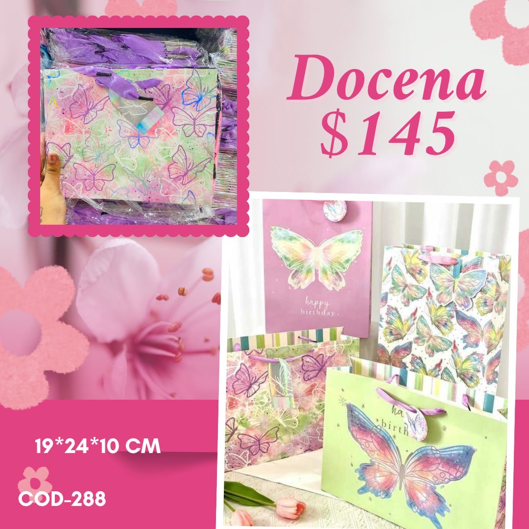 Bolsa de regalo mariposa, mide 19*24*10 cm, código a288