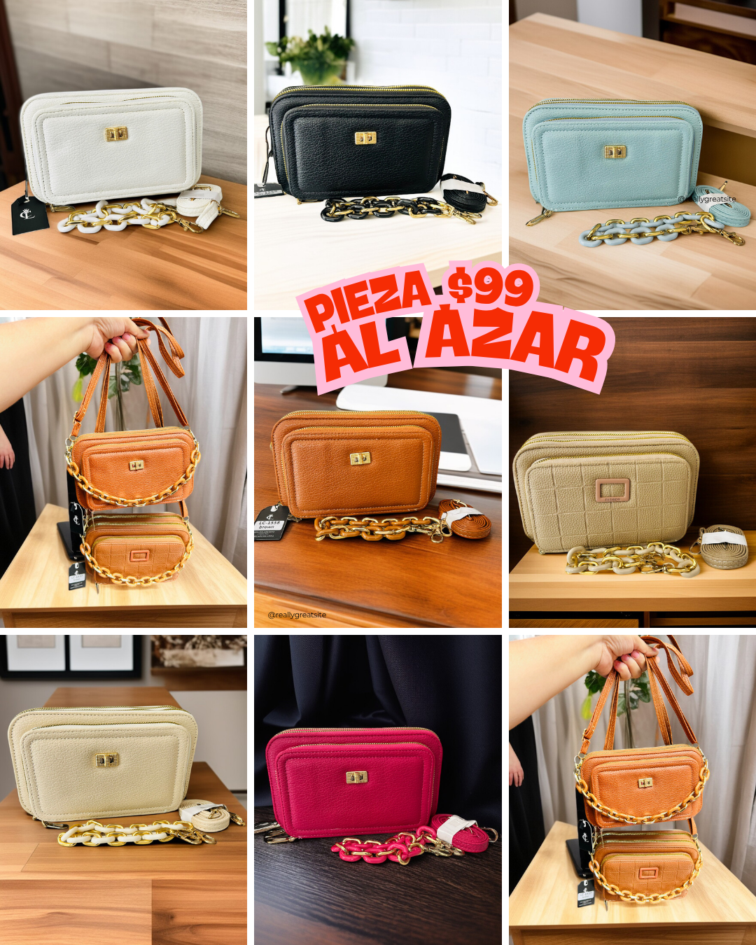 Bolso con cadena al frente colores al azar a52