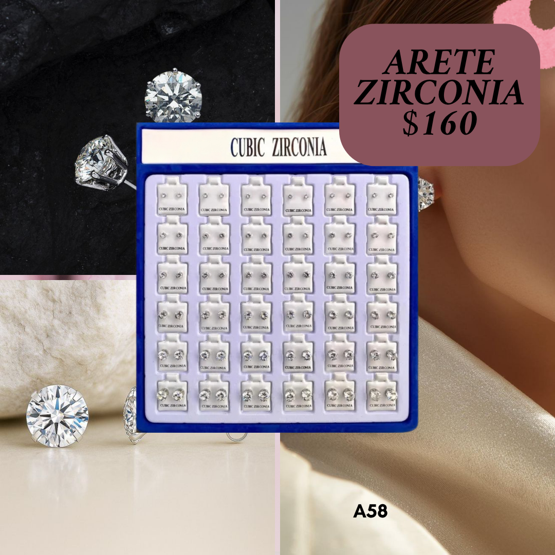 arete zirconia de piedra, tabla con 36 pares, codigo a80