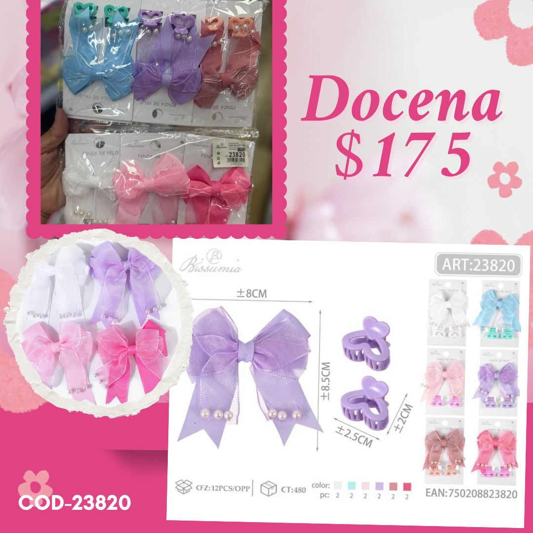 set de moño con mini pinza, codigo 23820