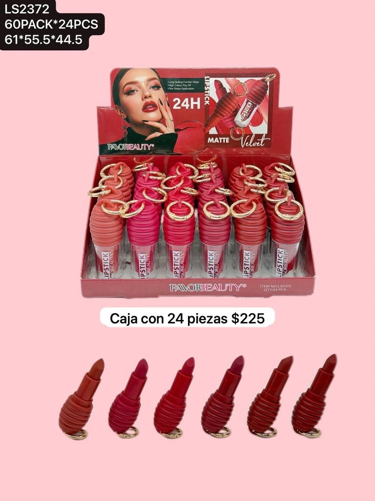 caja con 24 labiales de color, codigo ls2372