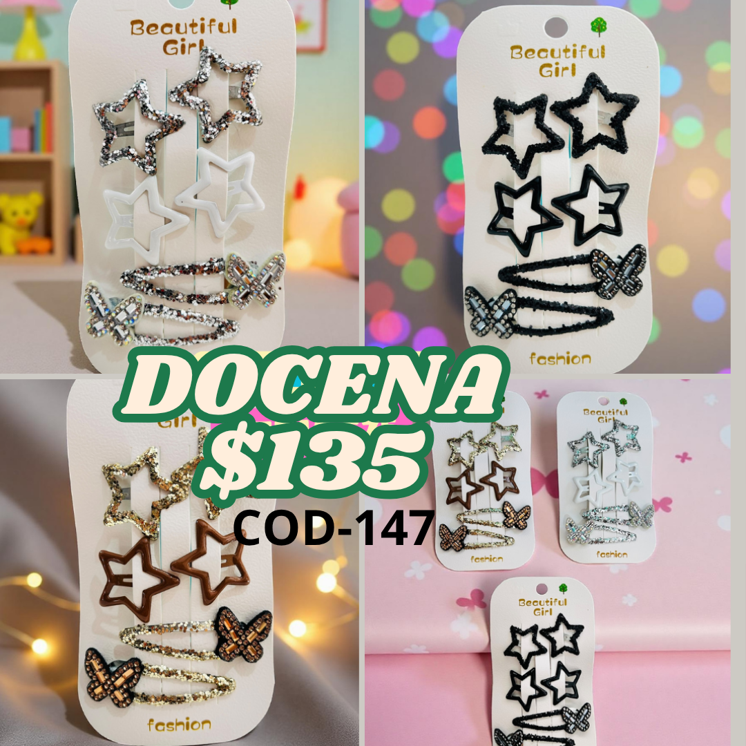 cucas brillantina con estrellas y mariposas, docena, codigo a147