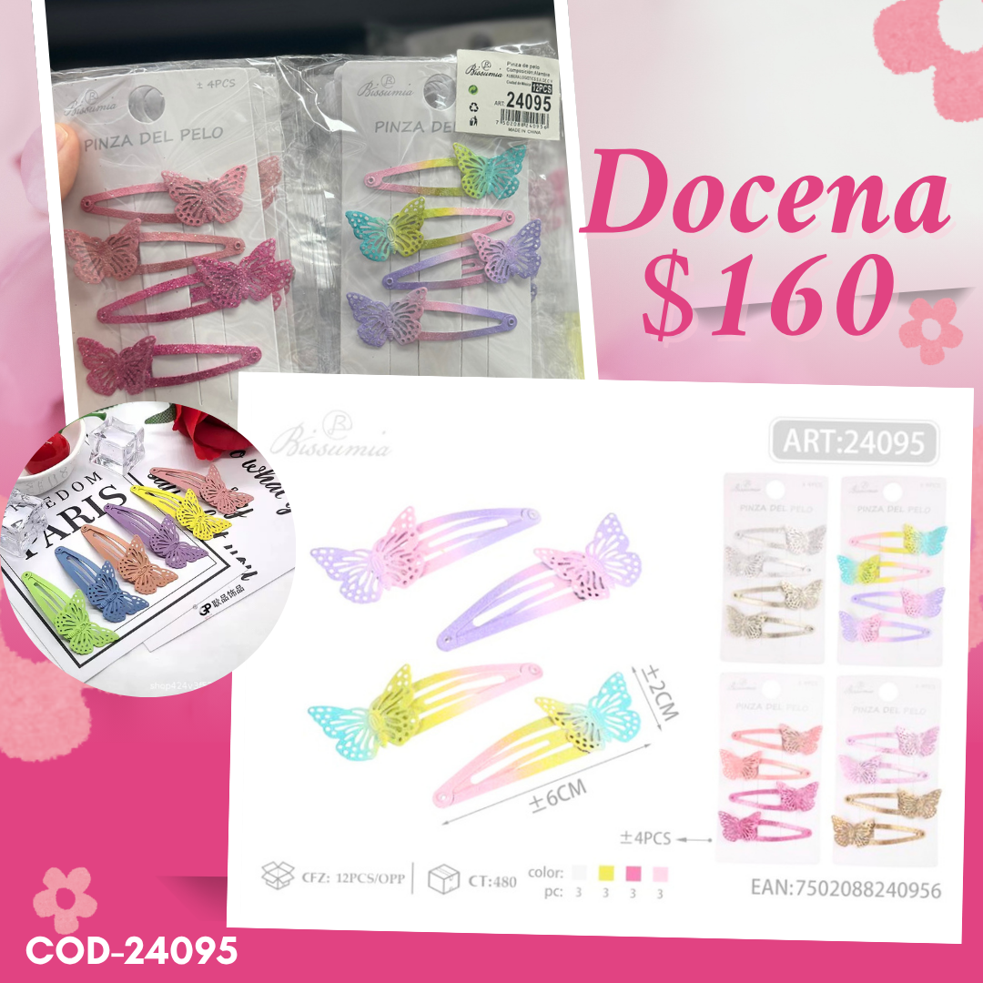 cucas mariposa degradadas, 12 sets, codigo 24095