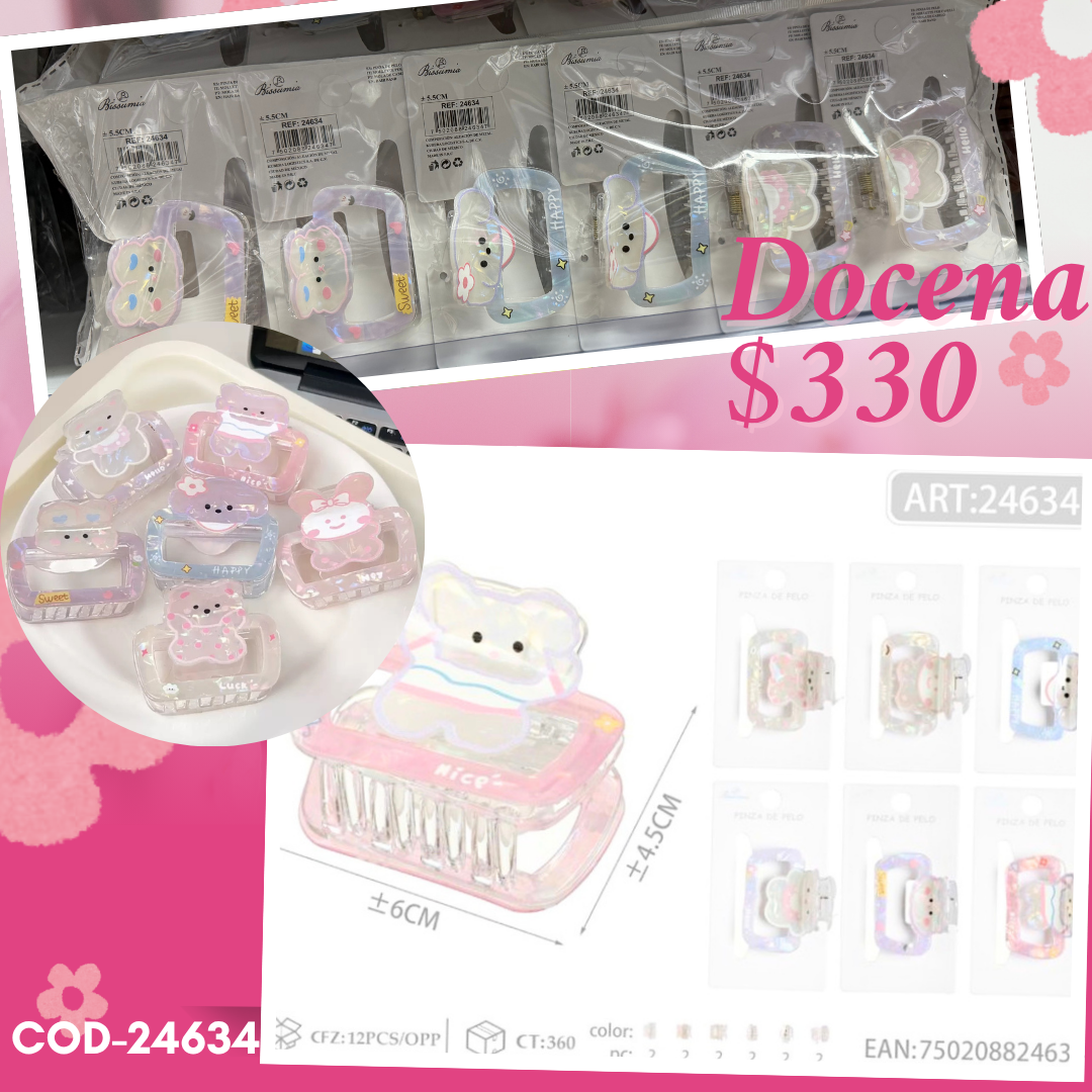 pinza de acrilico de caritas, docena, 24634
