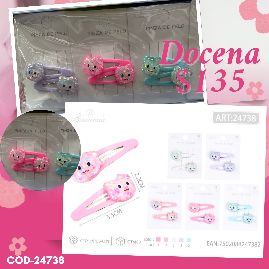 cucas en par de gatitos, 12 pares, código 24738