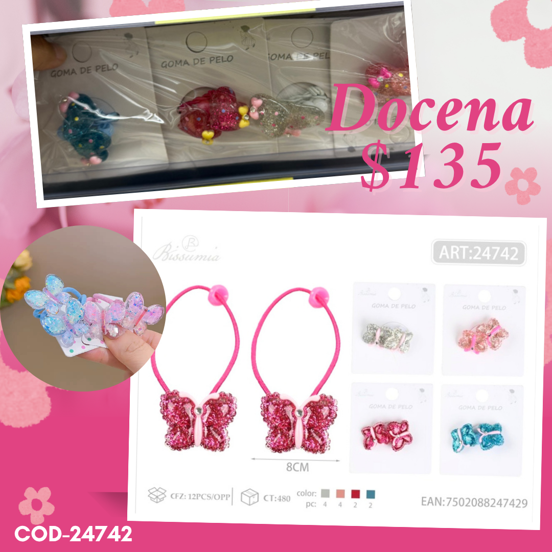 liga en par de mariposa, 12 pares, codigo 24742