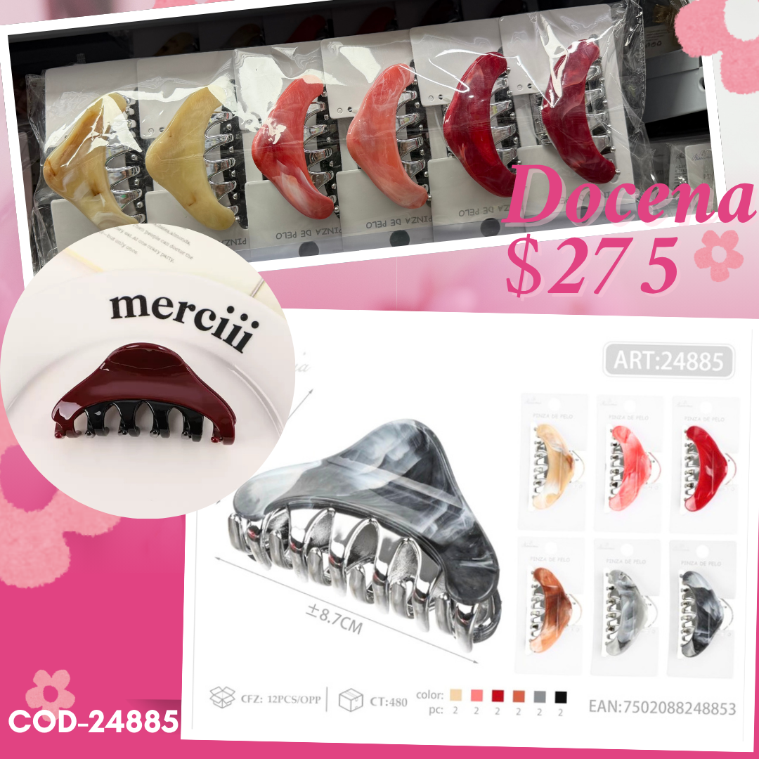 pinza co diseño de mármol de colores, docena, codigo 24885