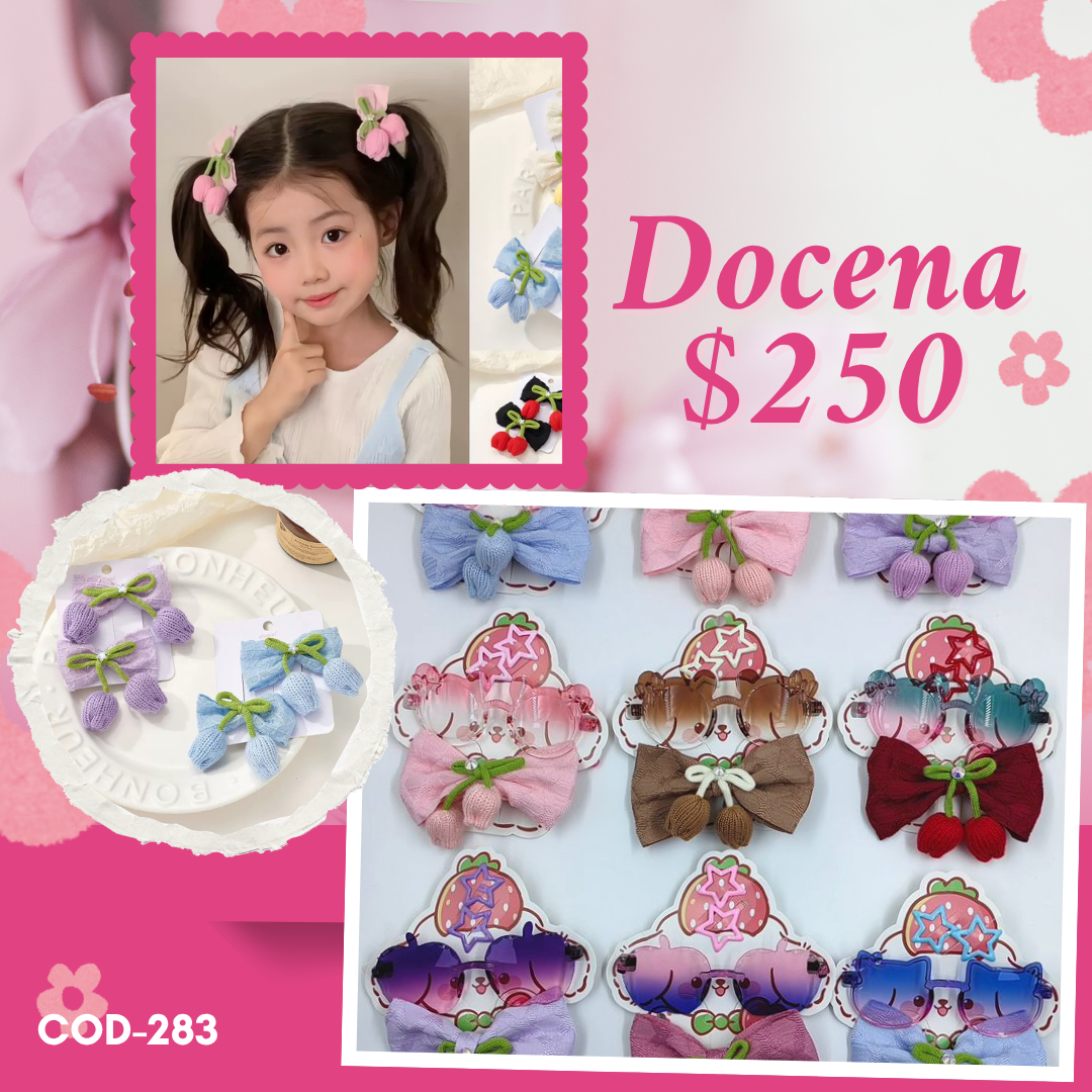 moño tejido de tulipán con lentes en set, docena, codigo a283