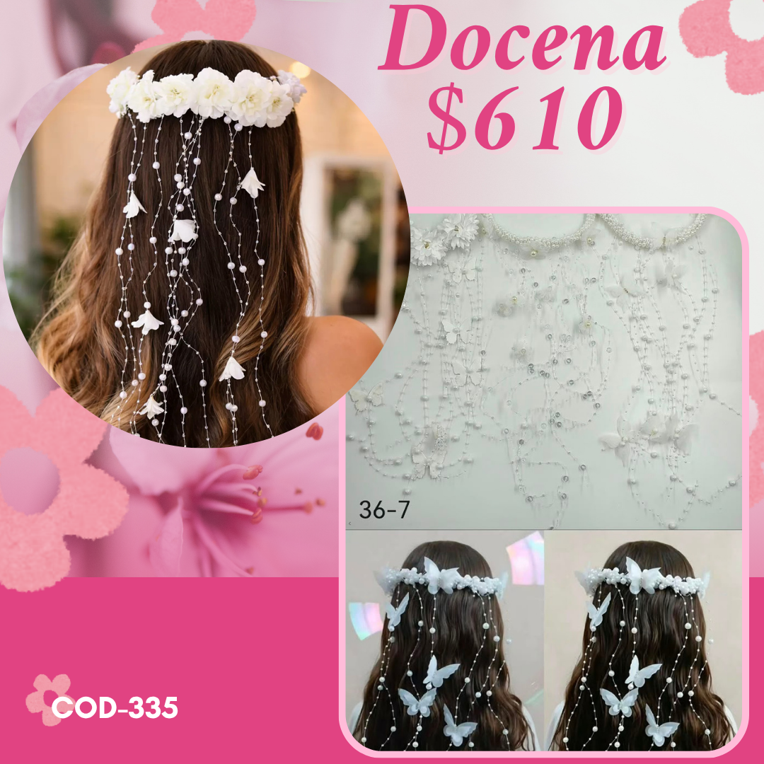 coronilla con colgante de perla, docena, codigo a335