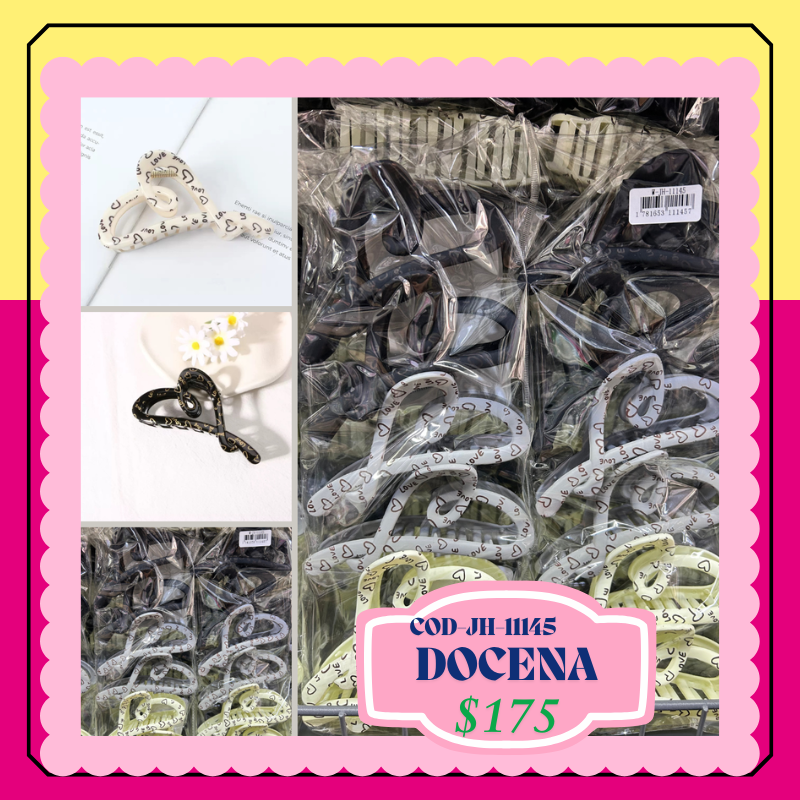 pinza corazones con diseños, codigo JH-11145