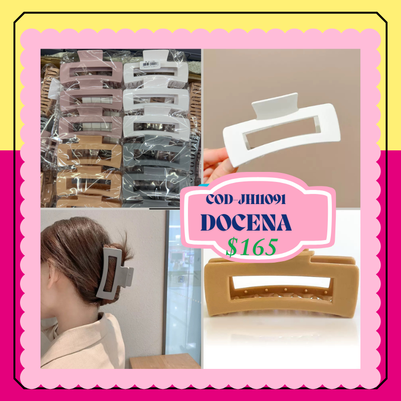 pinza rectangulo con blanco, beige, gris y rosa, codigo JH11091