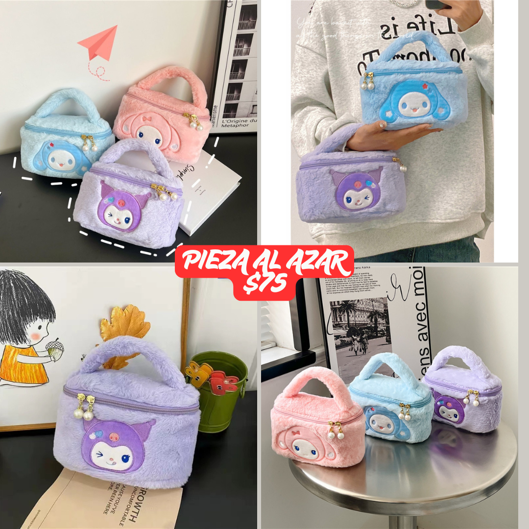 Bolso tipo cosmetiquera de peluche, al azar, codigo a95