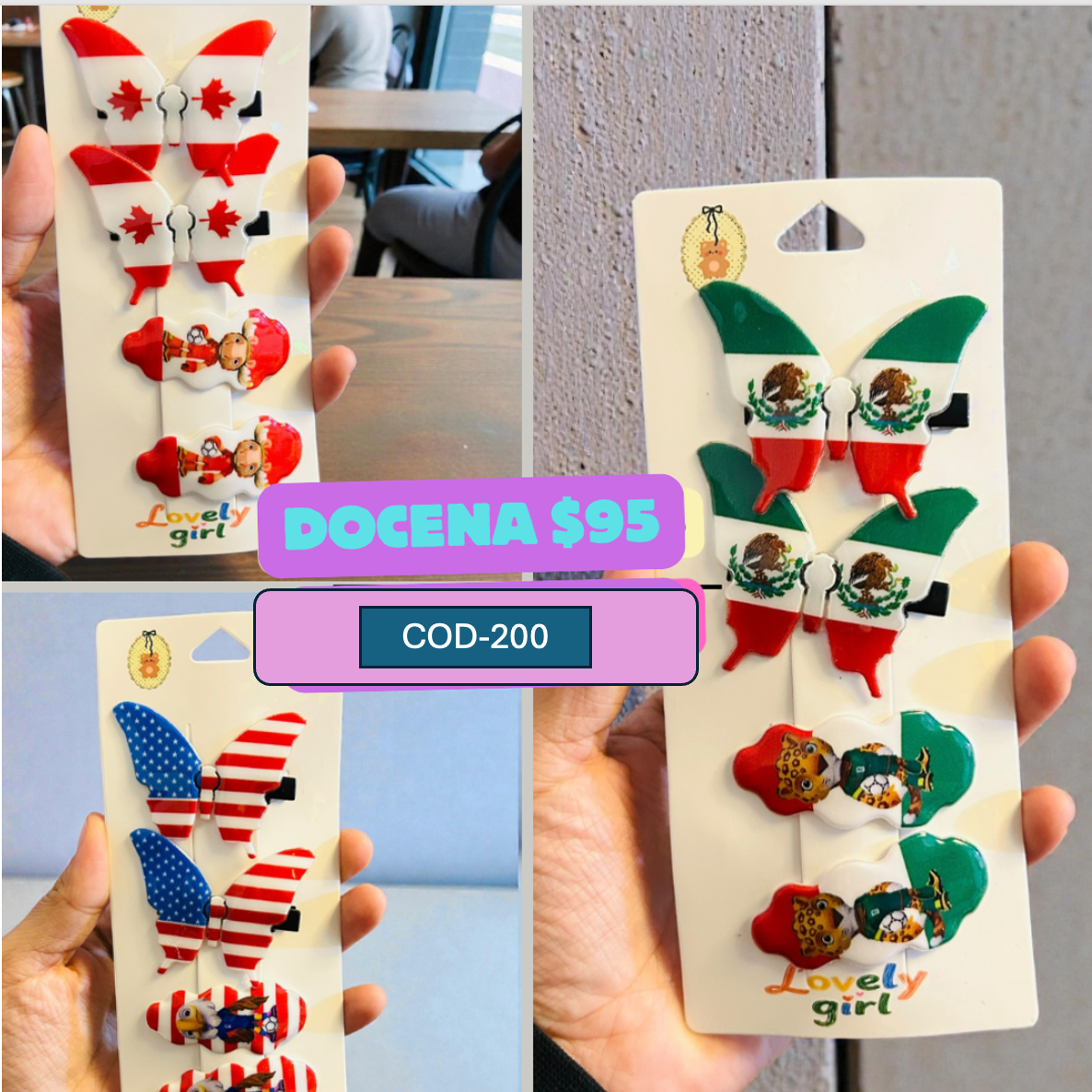 broches de banderas del mundial en tira, codigo a200 a103