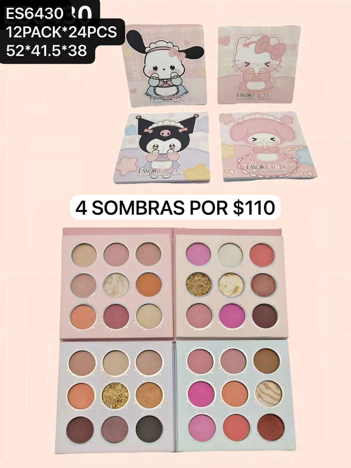 Set de 4 sombras kuromi, codigo ES6430