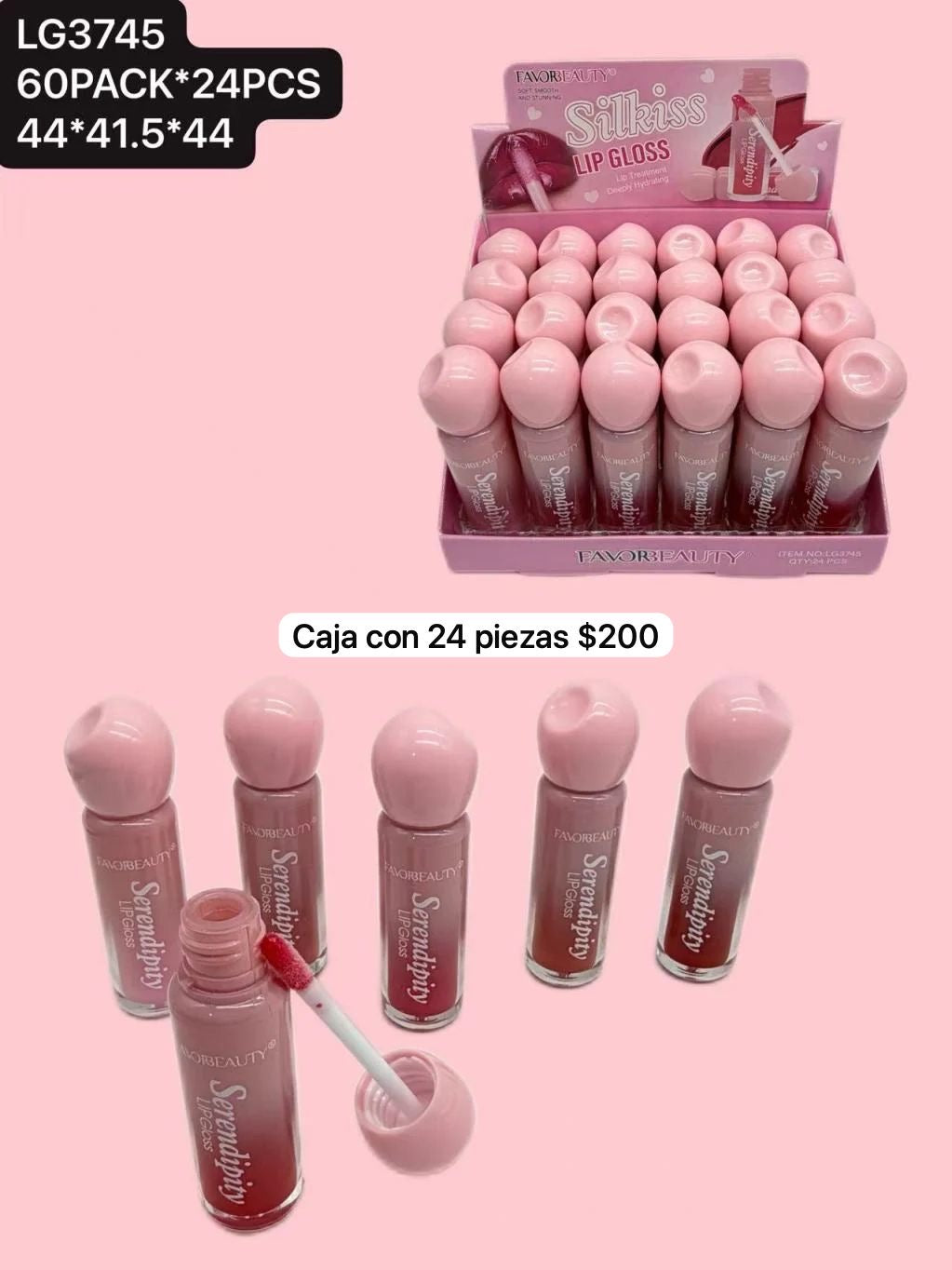 lip gloss, caja con 24 piezas, codigo lg3745